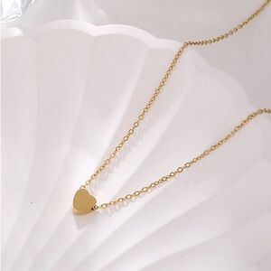 18k Gold Stainless Steel Mini Heart Charm Dainty Necklace